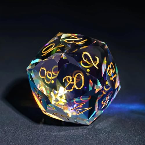 Image of UDIXI 30mm D20 Prism Glass Dice Large Glass D20 Dice for RPG Tabletop Games | Multifaceted-Cut, Premium Gift Box, DM Gift, for Dungeons and Dragons Role Playing Games