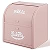Olebes Bread Box, Metal Bread Box For Kitchen Countertop, Bread Storage Container Holds 2 Loaves Of Bread, High Capacity Breadbox, Bread Holder Suit Farmhouse Kitchen Decor For Counter (Pink)