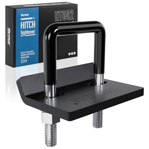 Anti Rattle Hitch Tightener 1.25"-2", Rubber Coated Hitch Stabilizer for Trailer Accessories, Hitch Clamp Reduce Movement on Hitch Mount Hitch Tray Cargo Carrier Bike Rack, 1 pcs, Black Cover