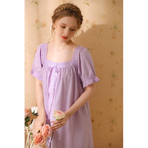 Robe de nuit victorienne en coton de qualité supérieure et dentelle - 3