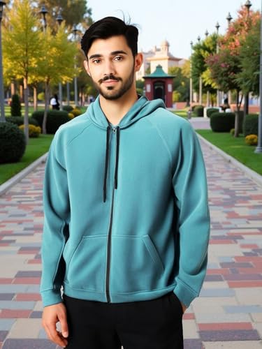 Image of Mens Zipper Hoodie Jacket Cotton Hooded Sweatshirt for Men Stylish Travel Wear Winter Outfit, Full Sleeve Fashion Dress for Man Casual Look
