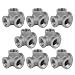 1/2 Inch Side Outlet Tee (4-Way) Industrial Cast Iron Pipe Fitting 8 Pack by Pipe Decor, Pipe Components For Building Tables, Chairs, Shelving, and Custom Furniture, Fits Half Inch Pipes, Eight Pack