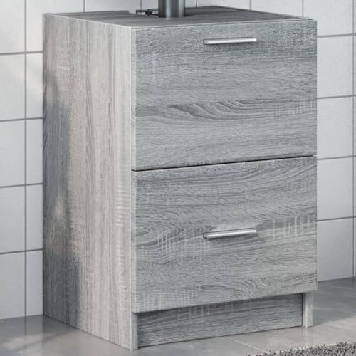 Homgoday Armario de Lavabo Madera de ingeniería Gris Sonoma 40x37x59 cm, Mueble para Debajo del Lavabo, Armario de Baño, Mueble Bajo Lavabo, Mueble Baño, Armario de baño Almacenamiento