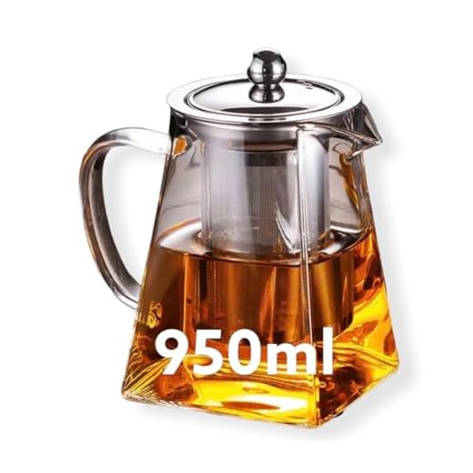 Green Globe Square Glass Teapot with Infuser, 950ml Borosilicate Tea Pot with Strainer, Loose Leaf Tea | Stove Top & Microwave Safe Borosilicate Glass Kettle