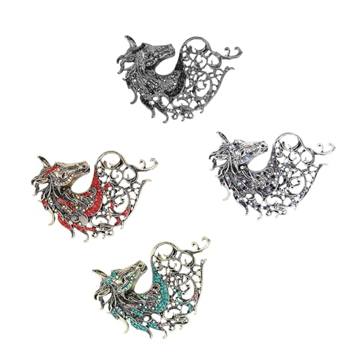 Broche tête de cheval en alliage bleu pour homme et femme, lot de 2 ou 4 pièces