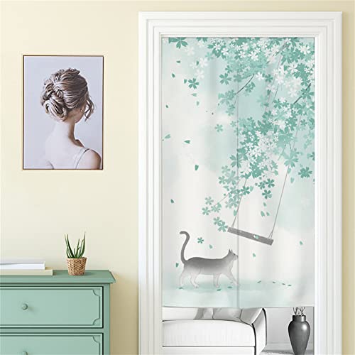 Hiyfe Türvorhang, Süße Katze Verdunkelungsvorhang für Haus und Innen für Fenster und Tür, wärmeisolierend, Vorhang Haus und Dekoration, mit Teleskopstange, 85cm x90cm Cover