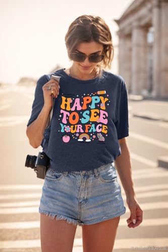 Teacher Shirts for Women Happy to See Your Face Tshirt Funny Back to School Teacher Gift Tee Tops4