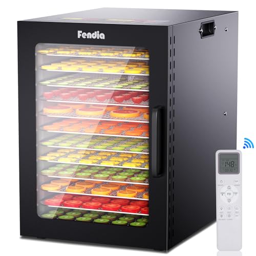 Image of Food Dehydrator for Jerky, 12 Stainless Steel Large Trays, 1200W Fruit Dehydrator with Remote Control, 24H Timer and 194F Temperature Control, Food Dryer for Jerky, Herbs, Fruit, Dog Treats