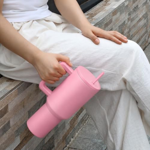 Image of CYNVEXA Tumbler with lid and Straw 1200ML Cup Stainless Steel Vacuum Insulated Tumbler for Water, Iced Tea or Coffee 1.2L Office Gym Travelling (40-OZ- Raspberry Pink)