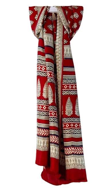 Natural Mulberry Silk Muffler | Traditional Unisex Stole | Lightweight Soft Wrap (Red)-image-18