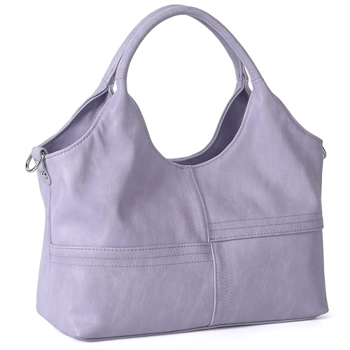 KOGTLA Vegan Leather Purses for Women with Detachable Satchel Strap, Ladies Handbags, Tote Hobo Bags with Top Handle Violet