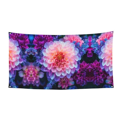 MINDBBDFJ Colorful Nature Flower Print Banners And Signs For Outdoor/Indoor,Personalized Banner Customizable Parties Halloween Banner (180x90cm)
