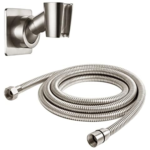 YDmeet Shower Head Holder and 71 Inch Shower Head Hose for Handheld, All Metal, Brushed Nickel Cover