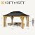 DWVO 13X15FT Gazebo Wood Outdoor Wooden Frame Double Roof Hardtop Galvanized Steel Top Canopy w/Curtain and Netting, Patio Heavy Duty for Deck, Backyard, Beige Yellow