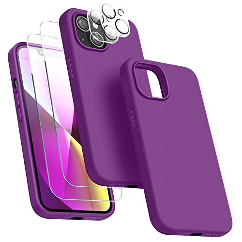 Dssairo [5 In 1 Designed For Iphone 13 Case, With 2 Pack Screen Protector + 2 Pack Camera Lens Protector, Liquid Silicone Slim Shockproof Protective Phone Case [Microfiber Lining] 6.1 (Violet Red)… #TOP18