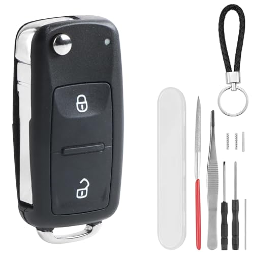 ECSiNG Guscio di ricambio per chiave a 5 pulsanti compatibile con VW Transporter T5/Transporter T6/Sharan compatibile con Seat Alhambra 5 pulsanti custodia portachiavi auto