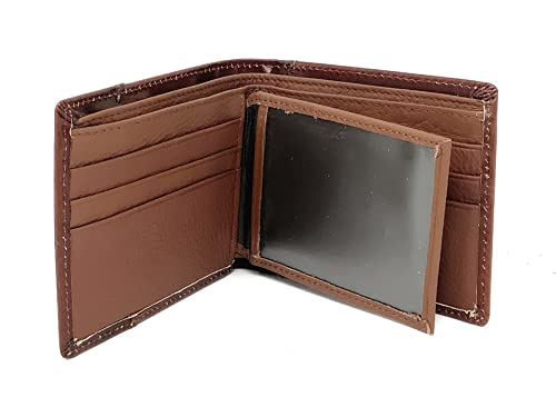 Western Men's Cowboy Leather Floral Tooled Laser Cut Basketweave Short Wallet in 2 Colors (Coffee)3