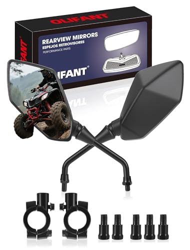 Motorcycle Mirrors Side Rearview Mirror for ATV Scooter Moped Cruiser 8mm/10mm Adapters&7/8 Handlebar Mount for Polaris Sportsman Yamaha Grizzly Honda Rincon Arctic Cat