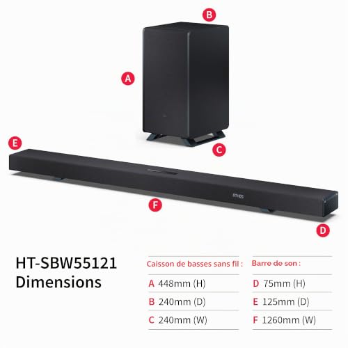 Barre de son Sharp HT SBW55121BK HT SBW55121 Soundbar . kabell. Subwoofer schwarz - vue 7