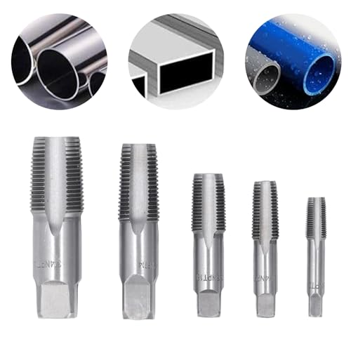 Tomotato Conjunto de torneira de tubo NPT de 5 peças, ferramentas de corte de rosca de aço carbono c