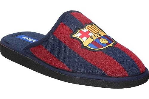 MARPEN SLIPPERS, Zapatillas de Casa de Rizo Ligeras de Verano Oficiales del FC Barcelona de Fútbol para Hombre o Mujer, Abiertas Blaugranas, Talla 44