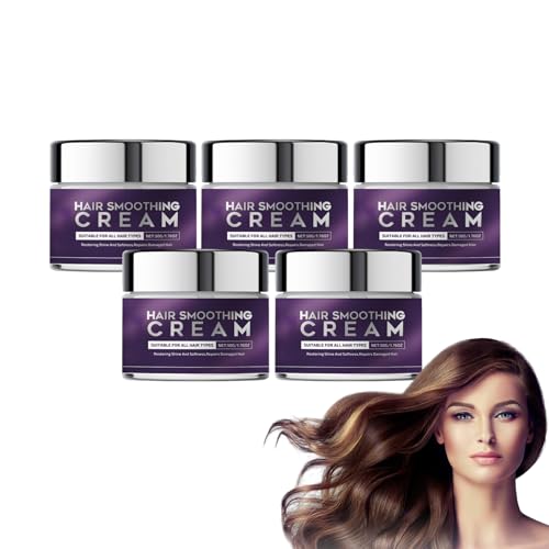 Crème lissante avancée à la kératine de soie et aux protéines pour un contrôle maximal des frisottis et un effet lissant - Idéale comme traitement capillaire à la kératine et défrisant (5 boîtes)