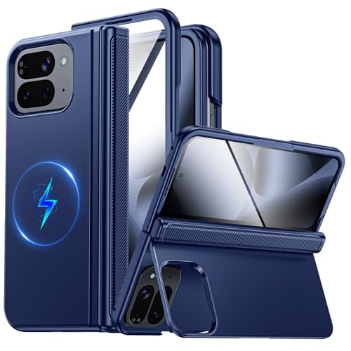 CENMASO Magnetic for Google Pixel 10 Pro Fold Case with Stand Hinge Protection Hidden Kickstand Screen Protector Slim Shockproof Phone Case for Pixel 10 Pro Fold(Blue)