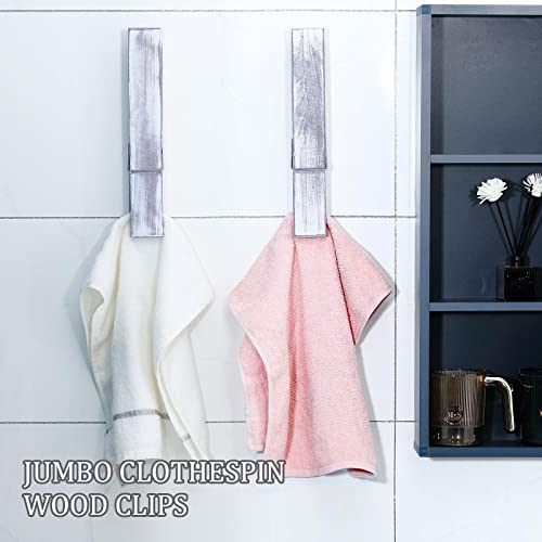 4 Pieces 12 Inches Jumbo Clothespin Wood Clips Rustic Clothes Pins Wooden Giant Clothespin Towel Holder Large Clothespins Wall Decor With Spring For Diy Crafts Wedding Farmhouse Bathroom Laundry Room #TOP3