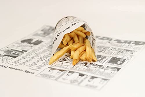 Technopaper Premium Deli Paper 12"X12" - 1,000 Pack - Water & Grease Resistant - Biodegradable, 100% Recyclable And No Wax Coating, Tray Liner (White, Comics) #TOP5