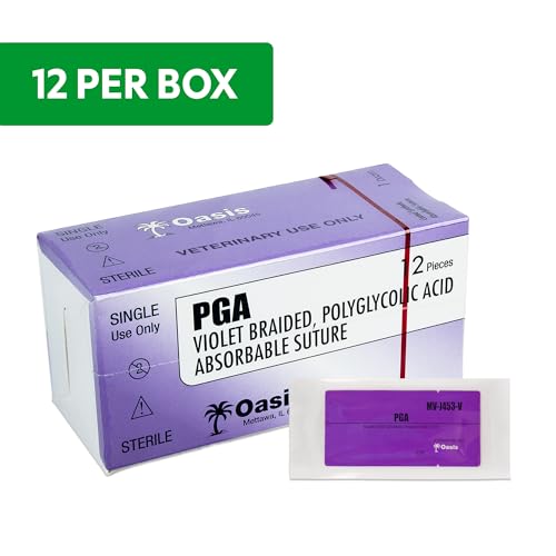 Image of Oasis Vet PGA (Polyglycolic Acid) Surgical Suture, 2-0, (FS-1) 3 /8 24mm Reverse Cutting Needle, 75cm, 12 /Box, Veterinary Use