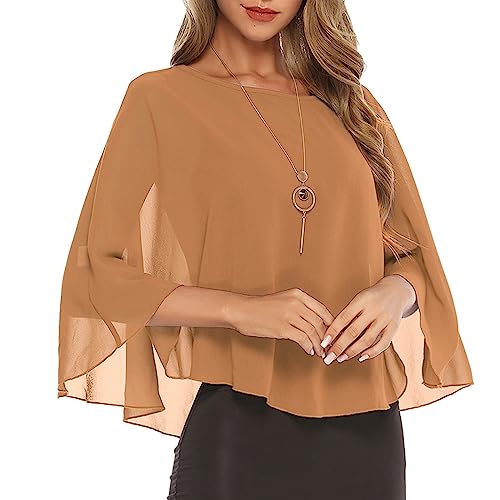 Irevial Chal Estola Mujer Verano Transparente Ponchos y Capas Mujer Gasa Sólido Mantón Ligero para...