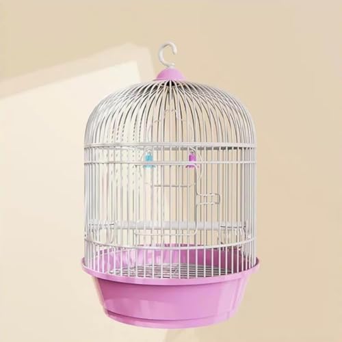 丸型オカメインコケージ、鳥小屋、ハンドル付き鳥かご、小型文鳥ケージ、ポータブル、鳥かごセット、インコケージ/省スペース、お手入れ簡単 (D)