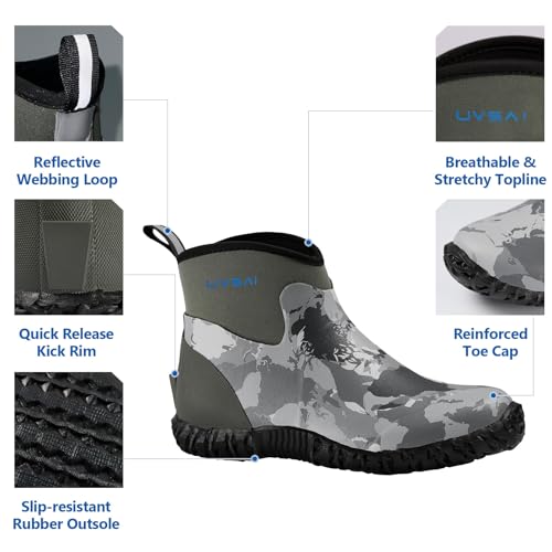 Image of Men's Waterproof 5.3-inch Ankle High Garden Shoes Rain Boots Slip-On Footwear for Gardening Farming Lawn Care Yard Work