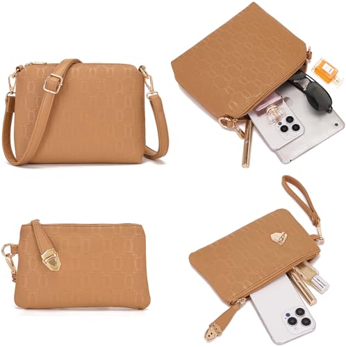 Image of Women's Fashion Handbag Tote Bag Shoulder Top Handle Satchel Purse Set 4pcs | Stylish Style,Chain Texture Design,Ample Space,Bear Doll Decoration,with a Crossbody Strap