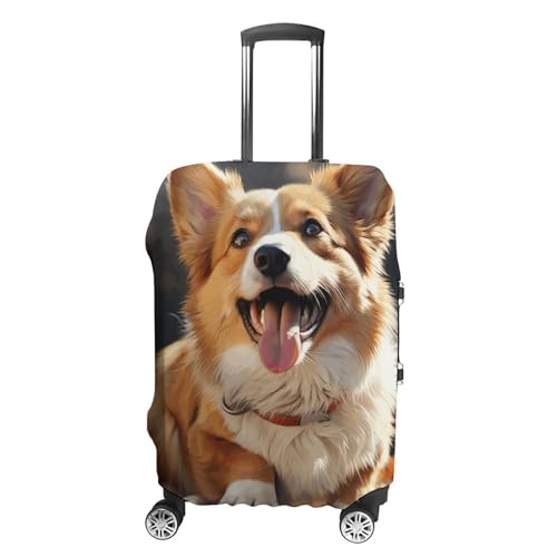Travel Luggage Cover Elastic Washable Suitcase Cover Fashion Scratch-Resistant Baggage Covers Cute Corgi Dog Suitcase Protector Fit 18-32 Inch Luggage