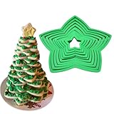 3D Christmas Tree Cookie Cutter Set β Star-shaped cookie cutters, 10-piece set, various sizes, ideal for making decorative Christmas tree cookies, candy towers, and other desserts.