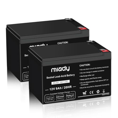 Miady 12V 9Ah Rechargeable Sealed Lead Acid Battery (2 Packs)