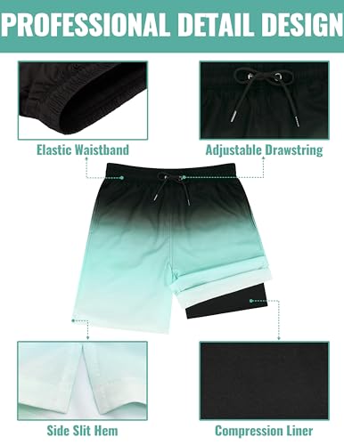Mens Swim Trunks with Compression Liner Mens Bathing Suit 9 Inch Quick Dry Mens Board Shorts Swimwear Mens Swim Shorts3