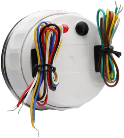 Rear view of the gauge showing various colored wires for electrical connections.