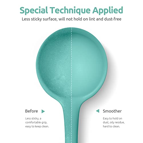 Image of 13 inch Silicone Soup Ladle: U-Taste 600ºF Heat Resistant 4 oz Large Non-stick Seamless Rubber Kitchen Deep Serving Spoon with Non-slip Solid Long Handle for Cooking Sauce /Stews /Gravies (Aqua Sky)