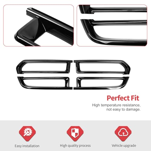 Image of Jimen Compatible with Dodge Durango 2014-2020, 4PCS Front Grill Cover Grille Overlay Trim (Black)