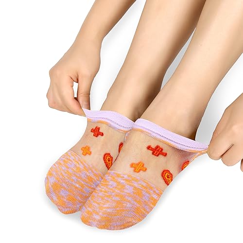 Image of Benefeet Sox Sheer No Show Socks for Women Girls Lace Mesh Low Cut Liner Socks Ultra Thin Nylon Invisible No See Footies Sock