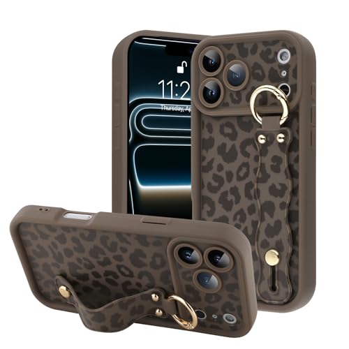 OOK for iPhone 17 Pro Case with Wrist Strap,Brown Leopard