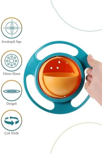 SAFESTORE Dökülmeyen Mama Tabağı Evrensel 360 Derece Dönen Yemek Kabı Tabak Anne Bebek Oyuncak - Görsel 2