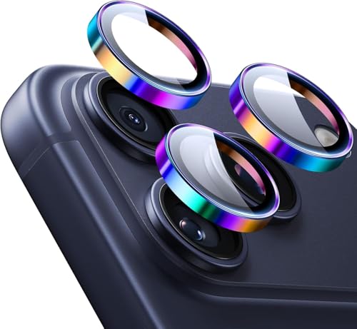 Image of V Mobite inchCamera Lens Protection Ring Compatible with iPhone 16 Pro / iPhone 16 Pro Max, Aluminum Alloy Scratch Resistant Camera Guard, Ultra-Thin Metal Ring Cover, Anti-Fingerprint, Case Friendly inch Rainbow