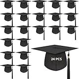BeapTcely 24 Pcs Adult Graduation Cap with Tassel Black Unisex Matte Adjustable Graduation Hat for Graduation...