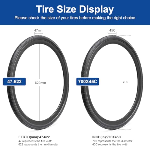 700x45C (47-622) Bike Tire 700C Bicycle tire Suitable for 700 x 45C City/Road Folding Replacement Bike Tire (Single)