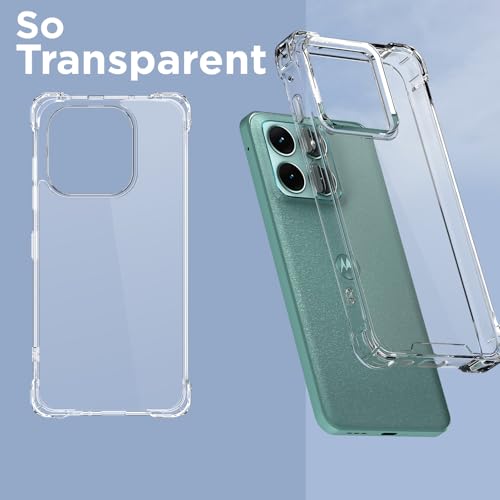 Image of Amazon Basics Back Cover for Motorola Moto Edge 70 Fusion 5G PC + TPU Clear Transparent Raised Edges Shockproof Protective Phone Bumper Case (Transparent)