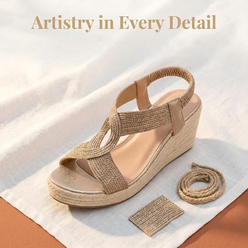 Image of Women's Comfortable Wedges Heel Exposed Sandals, Bohemia Beach Sandals, Summer Lightweight Cross Strap Casual Sandals