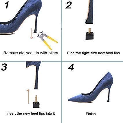 Snsowed 24 Pairs High Heel Replacement Tips with Stiletto Remove Plier for Women Shoes(7/8/9/10/11/12mm), High Heel Shoes Replacement Dowels Repair Tips Pin